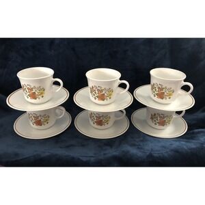 Lot of 6 Sets Corelle Indian Summer Coffee Cup & Saucers